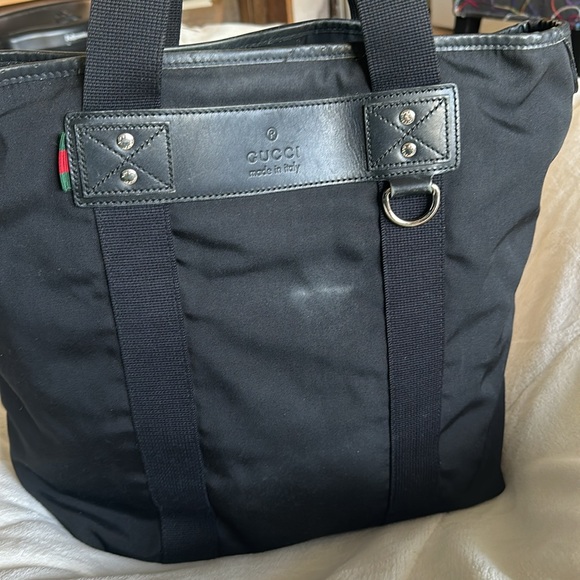 Authentic GUCCI Web Sherry Line Parana Tote Bag Nylon Leather Black - Picture 8 of 16